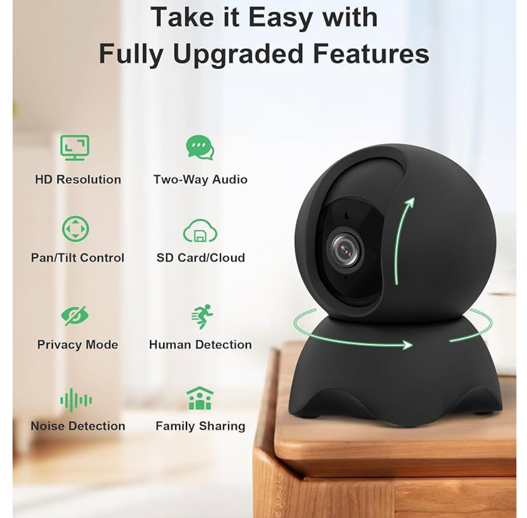 Cámara de seguridad con audio, video y sensor de movimiento para interiores - Imagen 2
