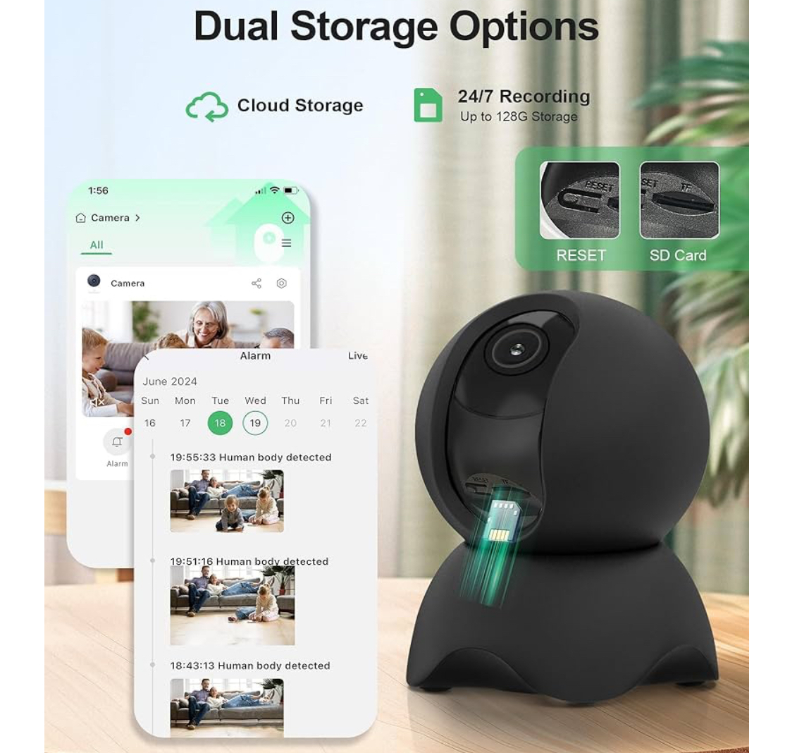 Cámara de seguridad con audio, video y sensor de movimiento para interiores - Imagen 4