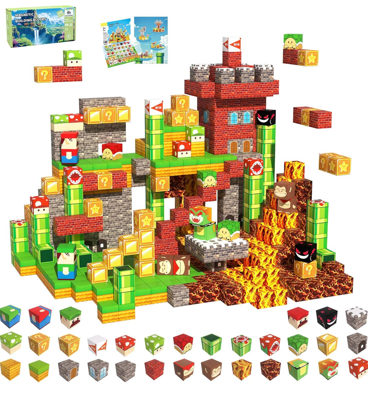Bloques magnéticos de cubo diseño Mario bros x100 piezas