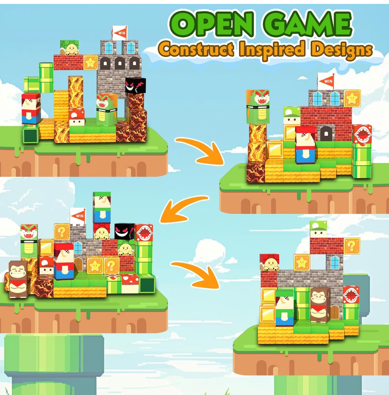 Bloques magnéticos de cubo diseño Mario bros x100 piezas - Imagen 4