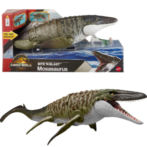 Jurassic World Rebirth Mosasaurus 65cm con dilophosaurus mini
