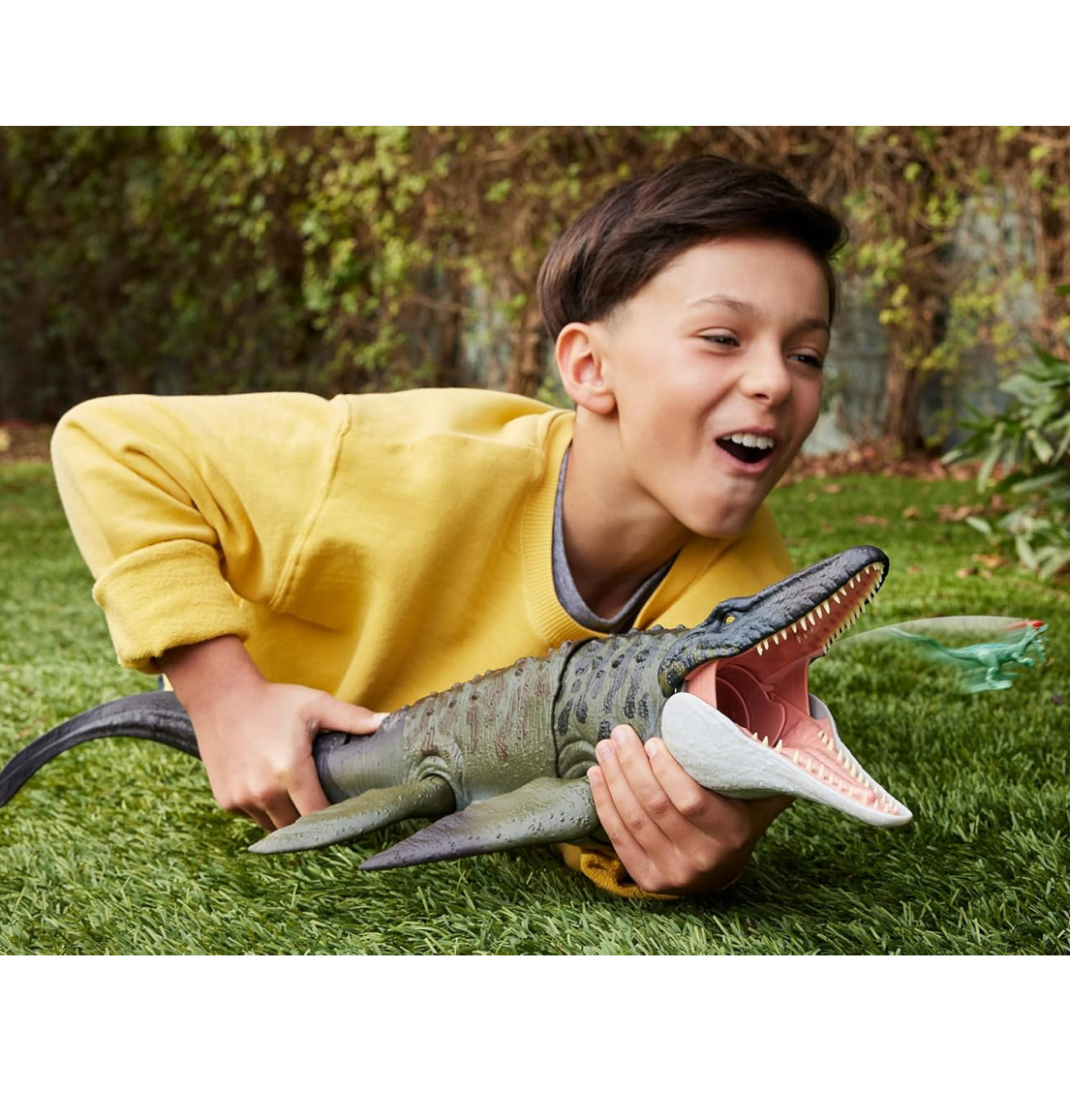 Jurassic World Rebirth Mosasaurus 65cm con dilophosaurus mini - Imagen 2