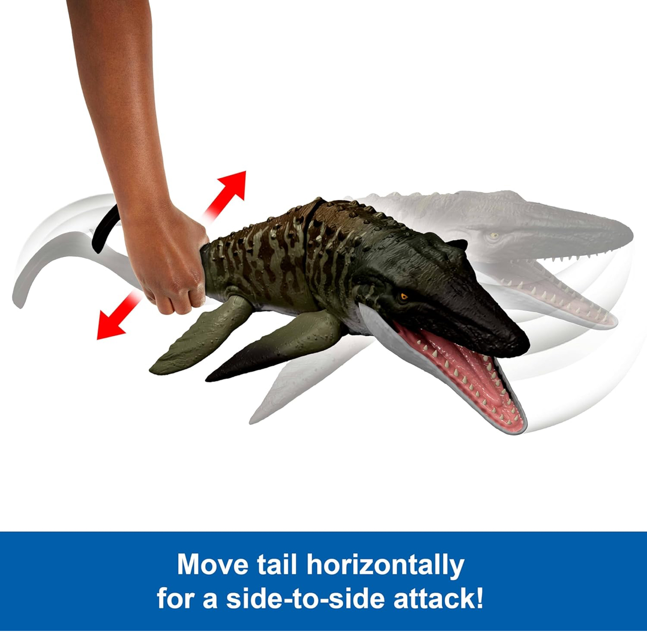 Jurassic World Rebirth Mosasaurus 65cm con dilophosaurus mini - Imagen 3