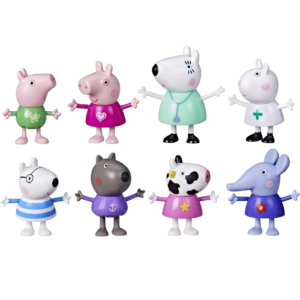 Peppa Pig set x8 figuras de amigos Ida al doctor