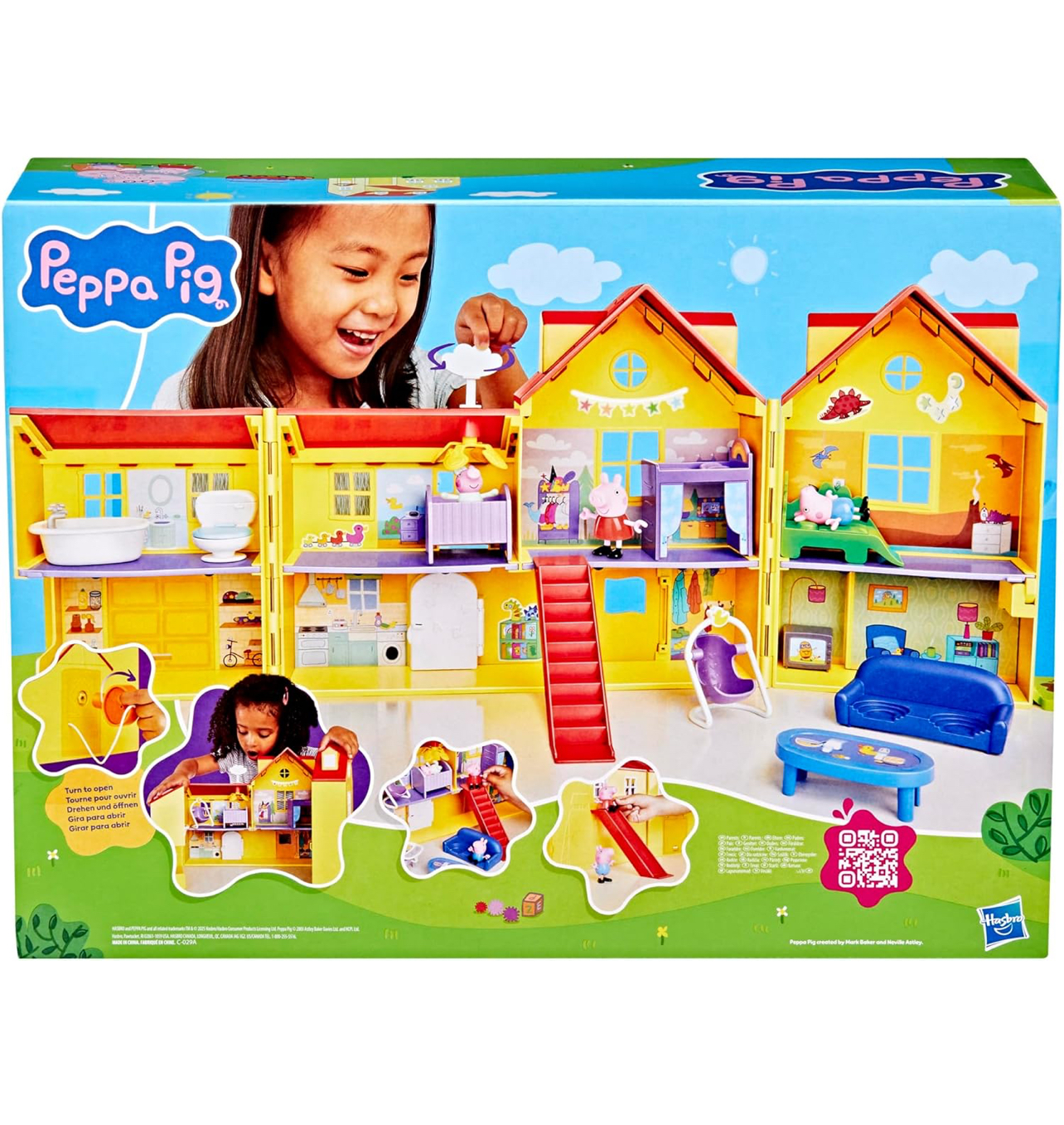 Peppa Pig gran casa portátil 80cm con 3 figuras y 11 accesorios - Imagen 3