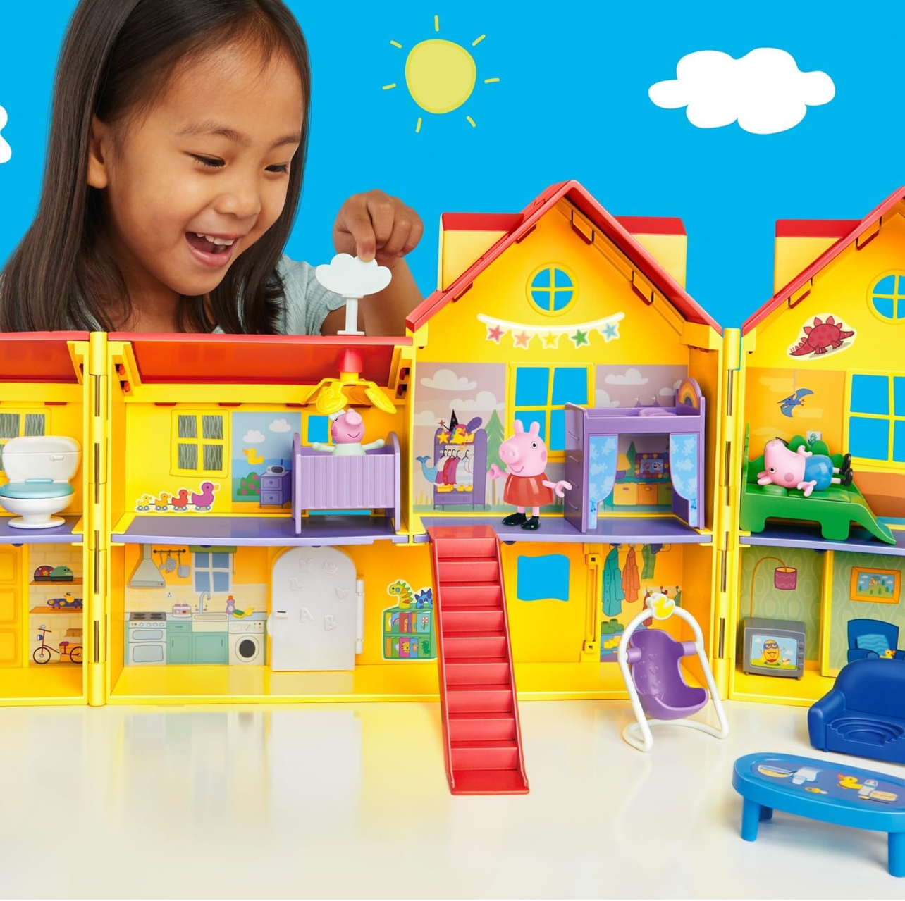 Peppa Pig gran casa portátil 80cm con 3 figuras y 11 accesorios - Imagen 6