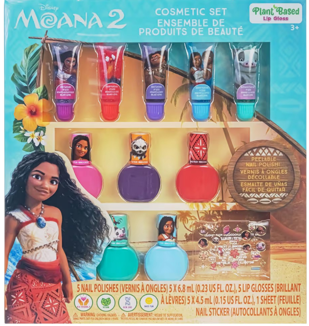 Set de maquillaje labiales y esmaltes Moana no tóxico e hipoalergénico