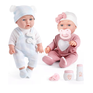 Bebés mellizos de 30cm  niña y niño con accesorios