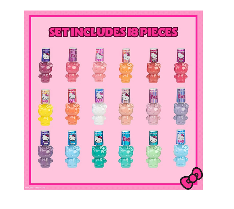 Set x18 esmaltes de Hello Kitty Hipoalergénicos a base de agua - Imagen 2