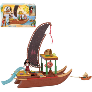 Barco de Moana de Disney con figura y 6 áreas de juego y accesorios
