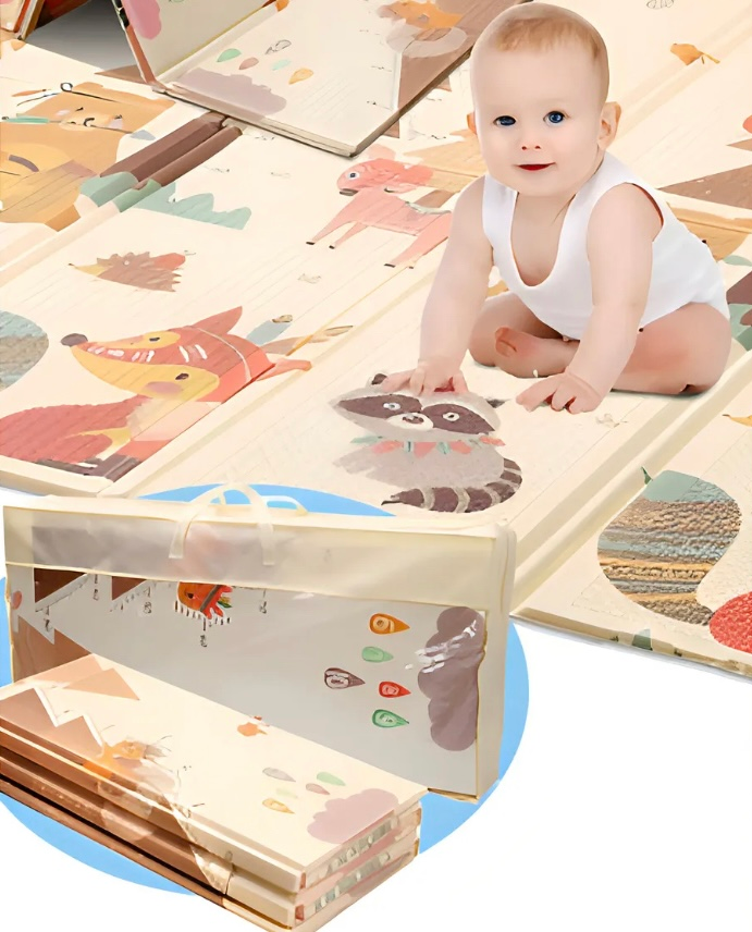 Tapete doble faz plegable para bebés de 2.0 x1.8 m (diseño aleatorio) - Imagen 3