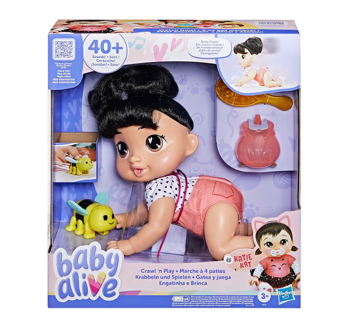 Baby Alive gateadora pelo negro con accesorios y sonido - Imagen 5