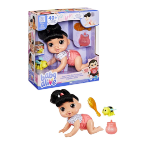 Baby Alive gateadora pelo negro con accesorios y sonido