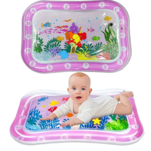Tapete sensorial de agua para bebés rosado