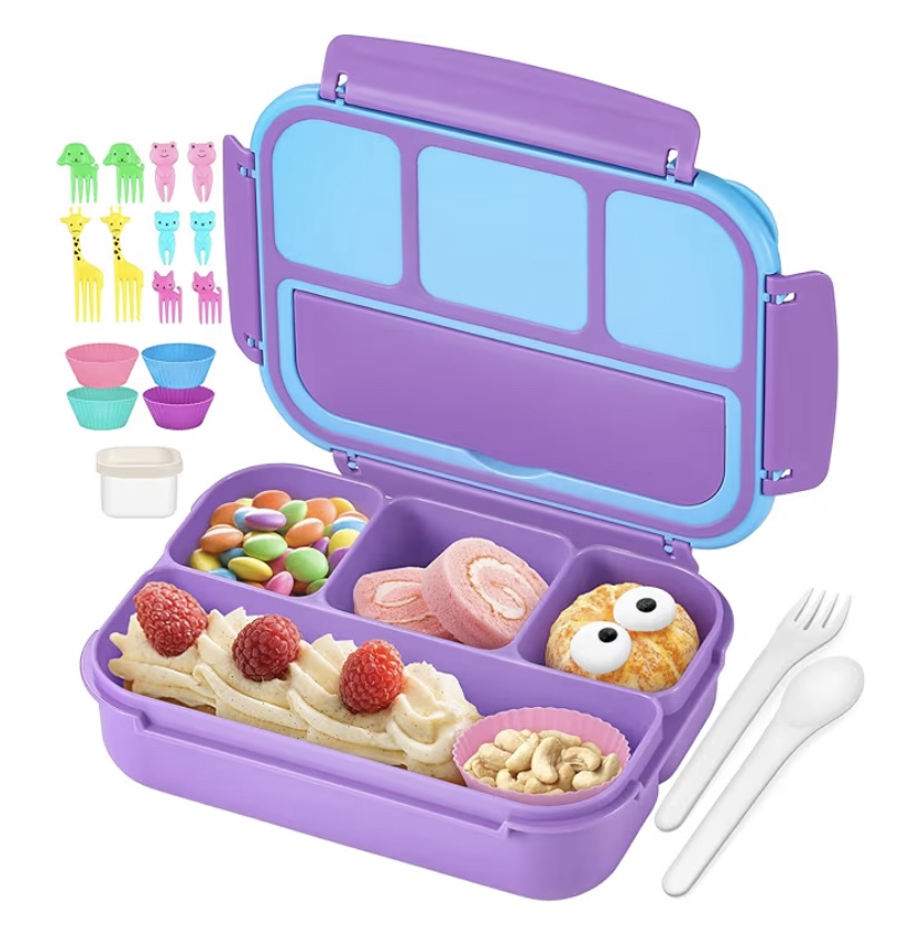 Lonchera Bento morada con accesorios para lonchera