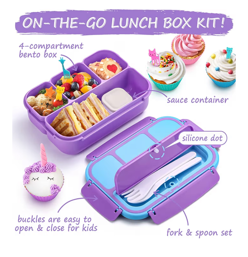 Lonchera Bento morada con accesorios para lonchera - Imagen 3