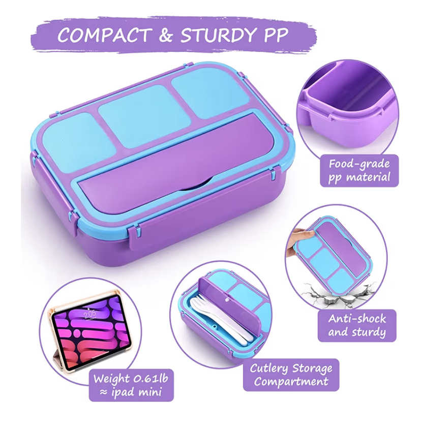 Lonchera Bento morada con accesorios para lonchera - Imagen 4