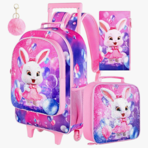 Combo escolar x3 piezas Mochila con ruedas, lonchera y cartuchera