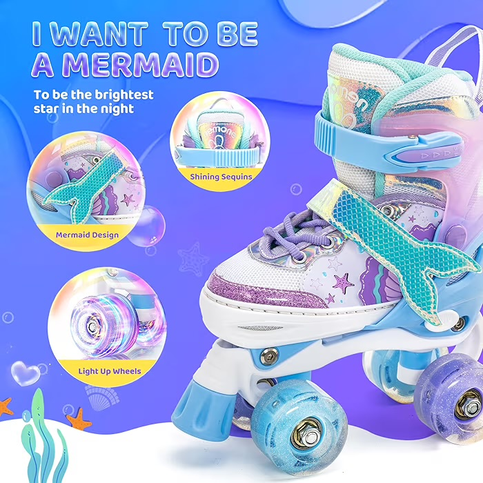 Patines ajustables de 4 ruedas con luz led talla M REF 08 - Imagen 4