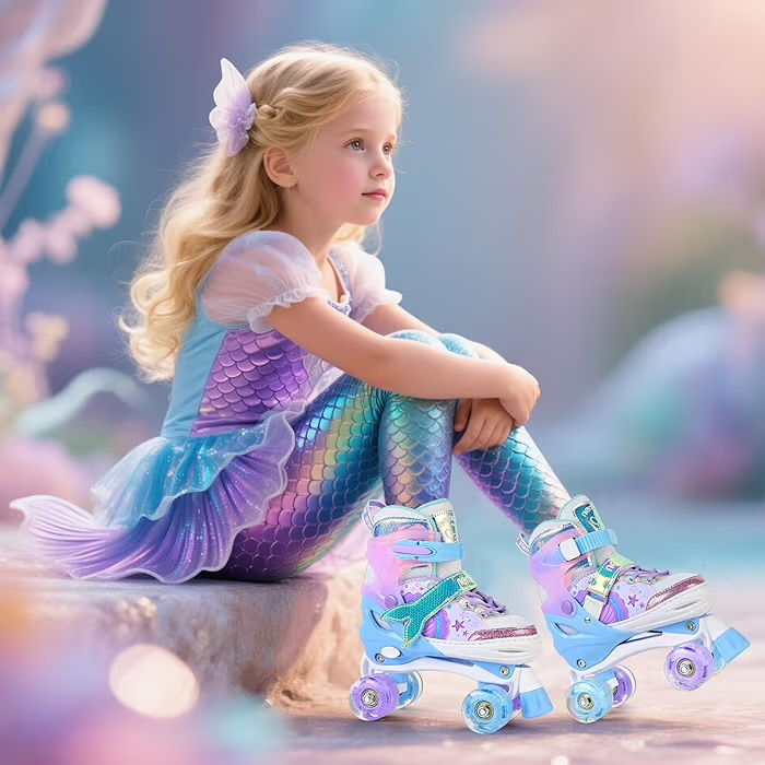 Patines ajustables de 4 ruedas con luz led talla M REF 08 - Imagen 7