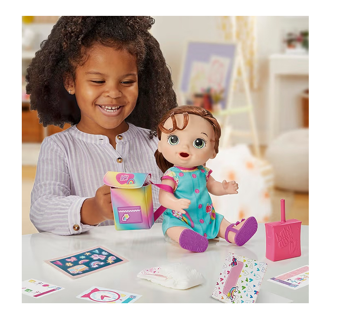 Baby Alive Regreso a clases castaña, toma jugo y orina - Imagen 5