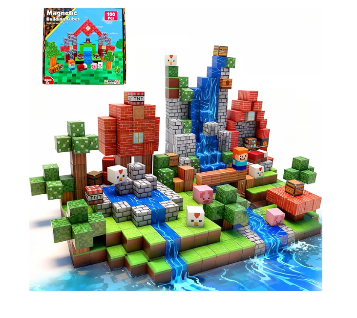 Bloques magnéticos Minecraft naturaleza x100 piezas de cubo