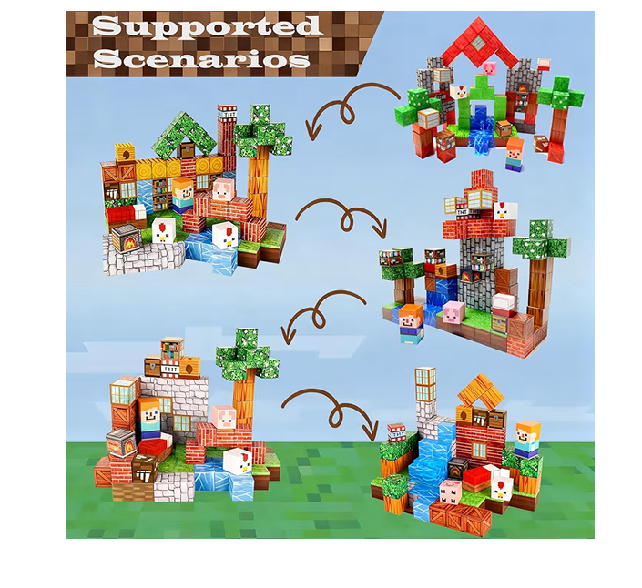 Bloques magnéticos Minecraft naturaleza x100 piezas de cubo - Imagen 3