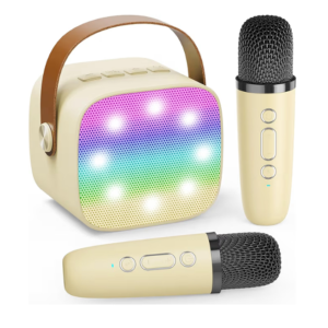 Mini parlante portátil Bluetooth Rosa con karaoke y 2 micrófonos altavoz