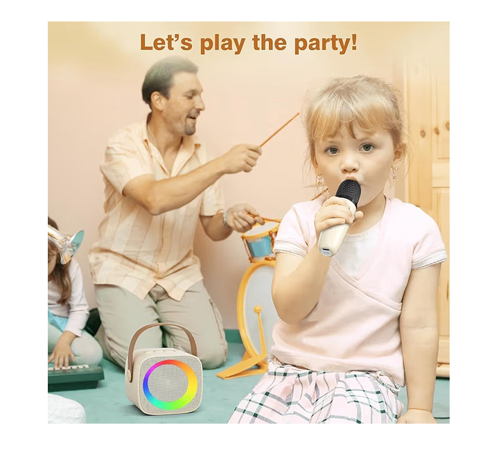 Mini parlante portátil Bluetooth Rosa con karaoke y 2 micrófonos altavoz - Imagen 6