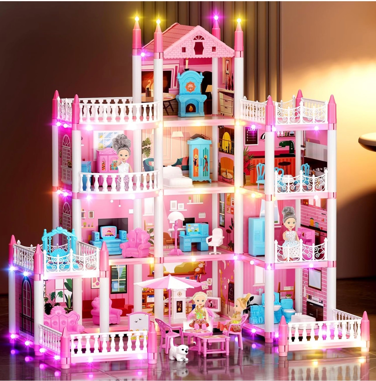Casa multiformas Luye para niñas con 4 muñecas, luz y accesorios - Imagen 2