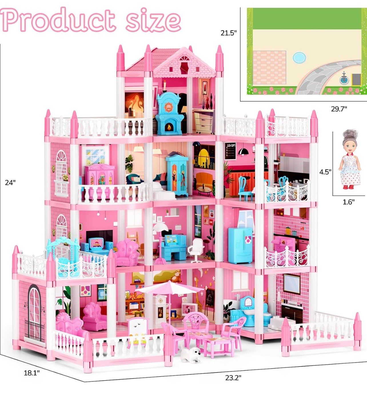 Casa multiformas Luye para niñas con 4 muñecas, luz y accesorios - Imagen 3