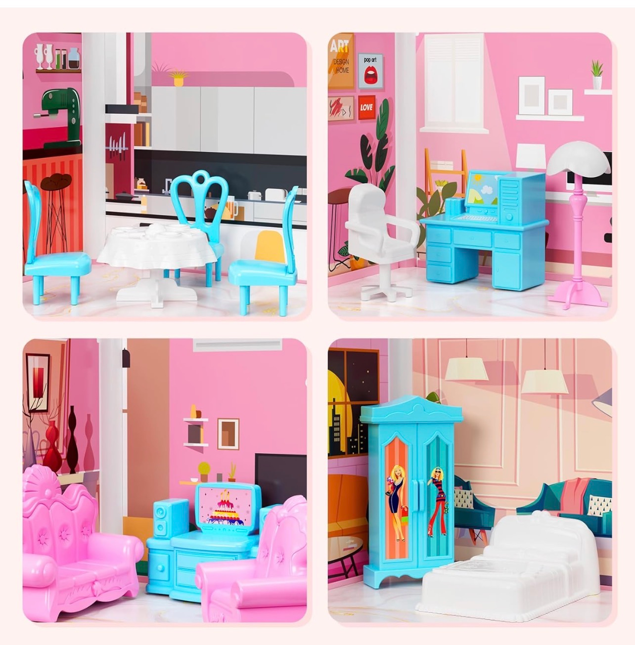 Casa multiformas Luye para niñas con 4 muñecas, luz y accesorios - Imagen 4