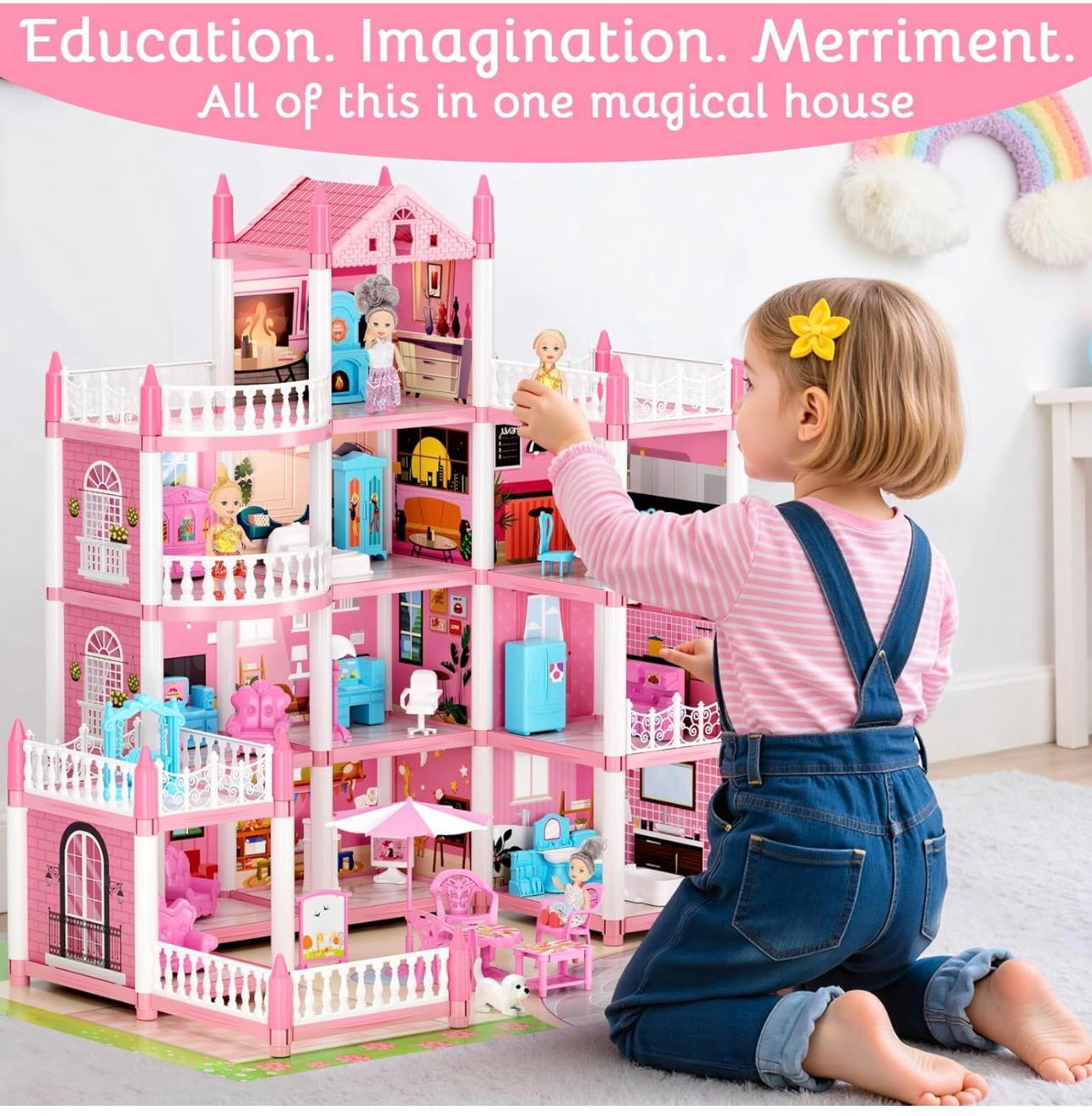 Casa multiformas Luye para niñas con 4 muñecas, luz y accesorios - Imagen 5