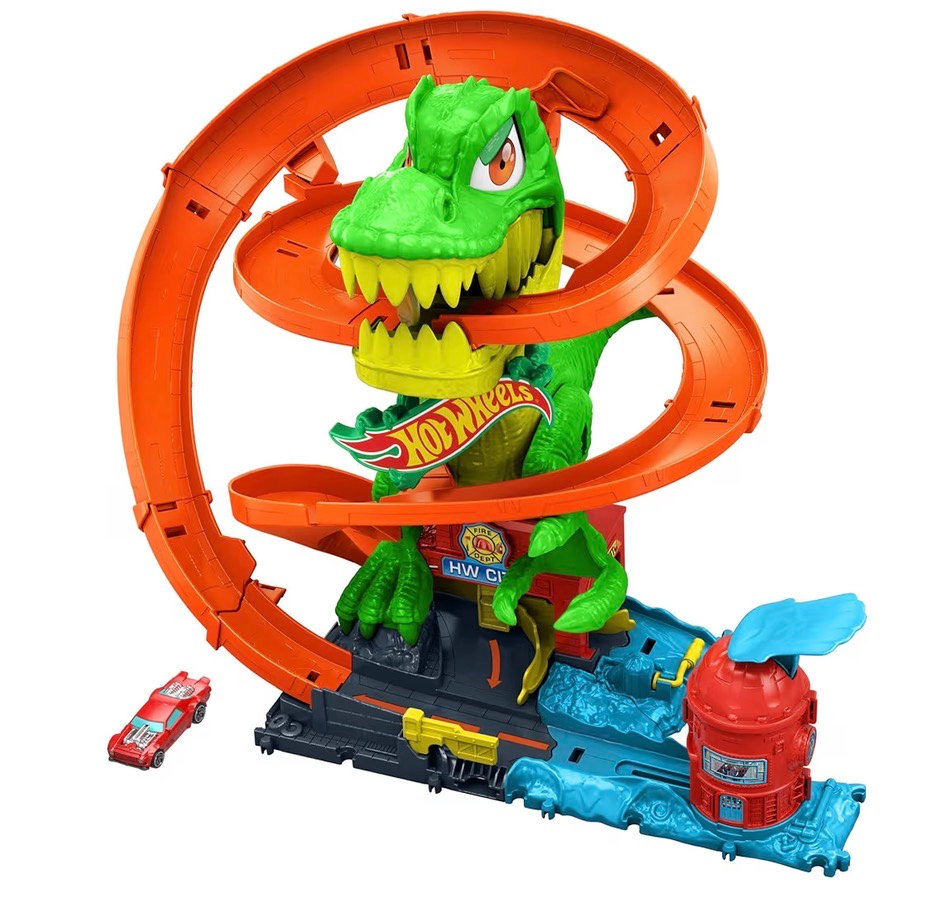 Hot Wheels pista espiral Derrota al T-Rex con ojos giratorios - Imagen 4