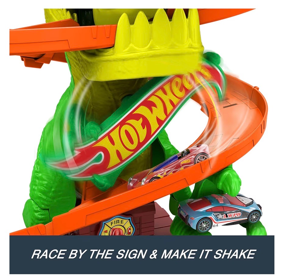 Hot Wheels pista espiral Derrota al T-Rex con ojos giratorios - Imagen 5