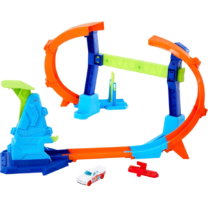 Hot Wheels Stunt Tracks  Gira y salta al vacío con lanzador