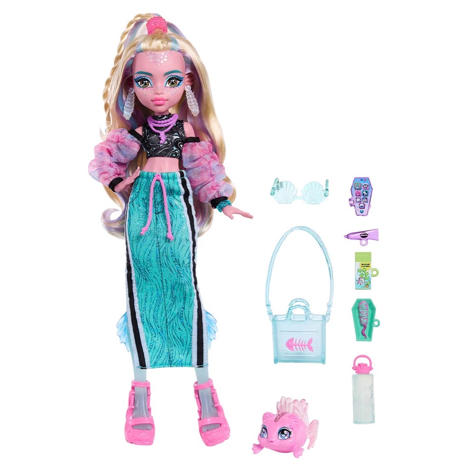 Monster High Lagoona Blue Con accesorios deportivos y piraña