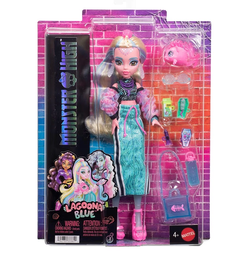 Monster High Lagoona Blue Con accesorios deportivos y piraña - Imagen 5