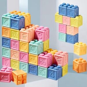 Cubos de silicona para bebés Bloques de construcción x16