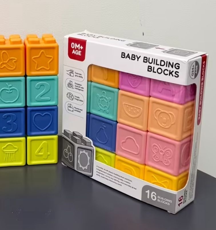 Cubos de silicona para bebés Bloques de construcción x16 - Imagen 6