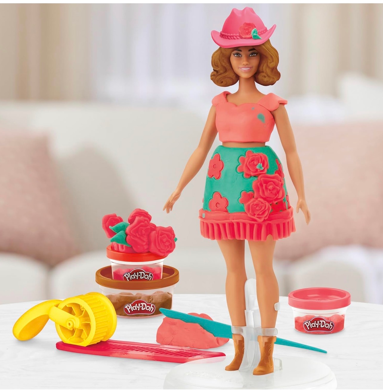 Playdoh Juego de Barbie Castaña vaquera para hacer ropa - Imagen 2