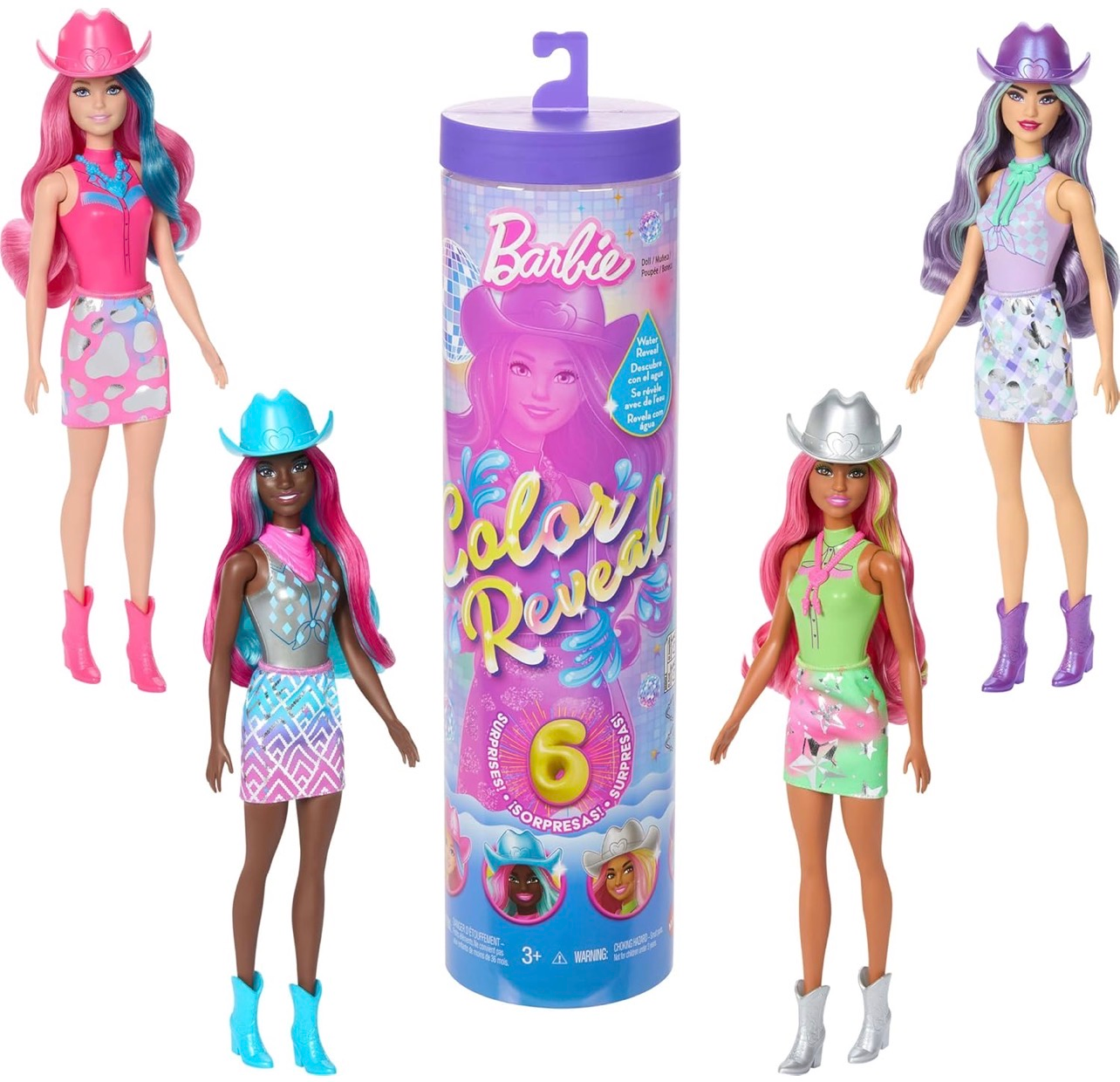 Barbie color reveal con 6 sorpresas serie Disco Star