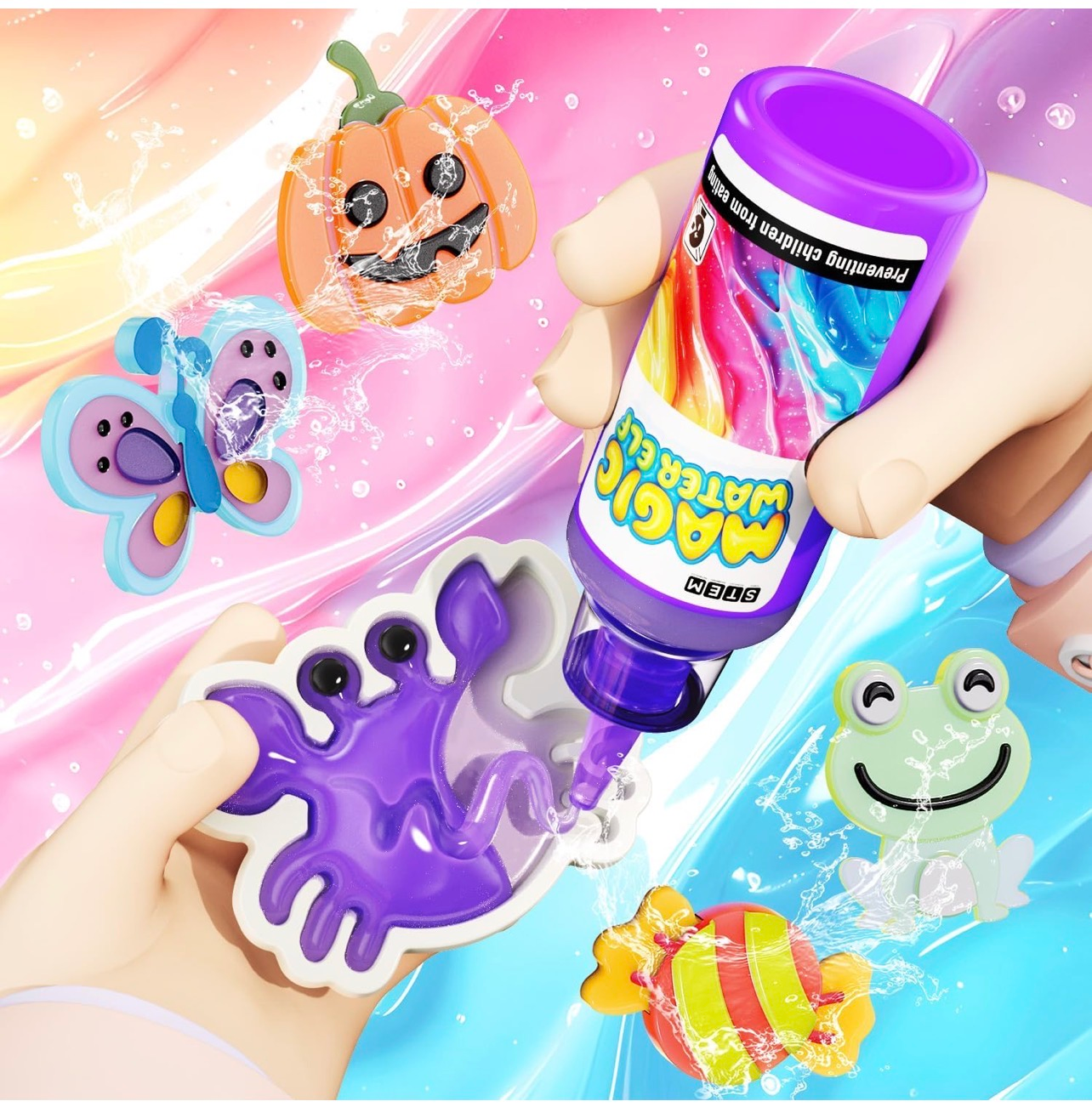 Magic Water elf Kit para hacer Squishy x24 colores y moldes - Imagen 2