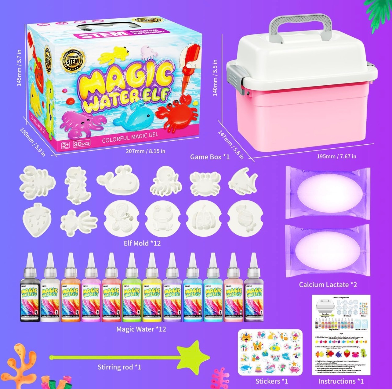 Magic Water elf Kit para hacer Squishy x24 colores y moldes - Imagen 3