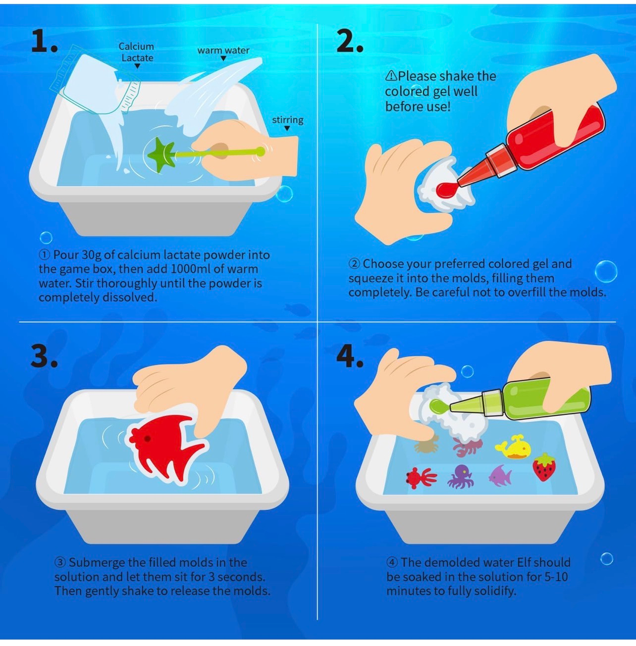 Magic Water elf Kit para hacer Squishy x24 colores y moldes - Imagen 4