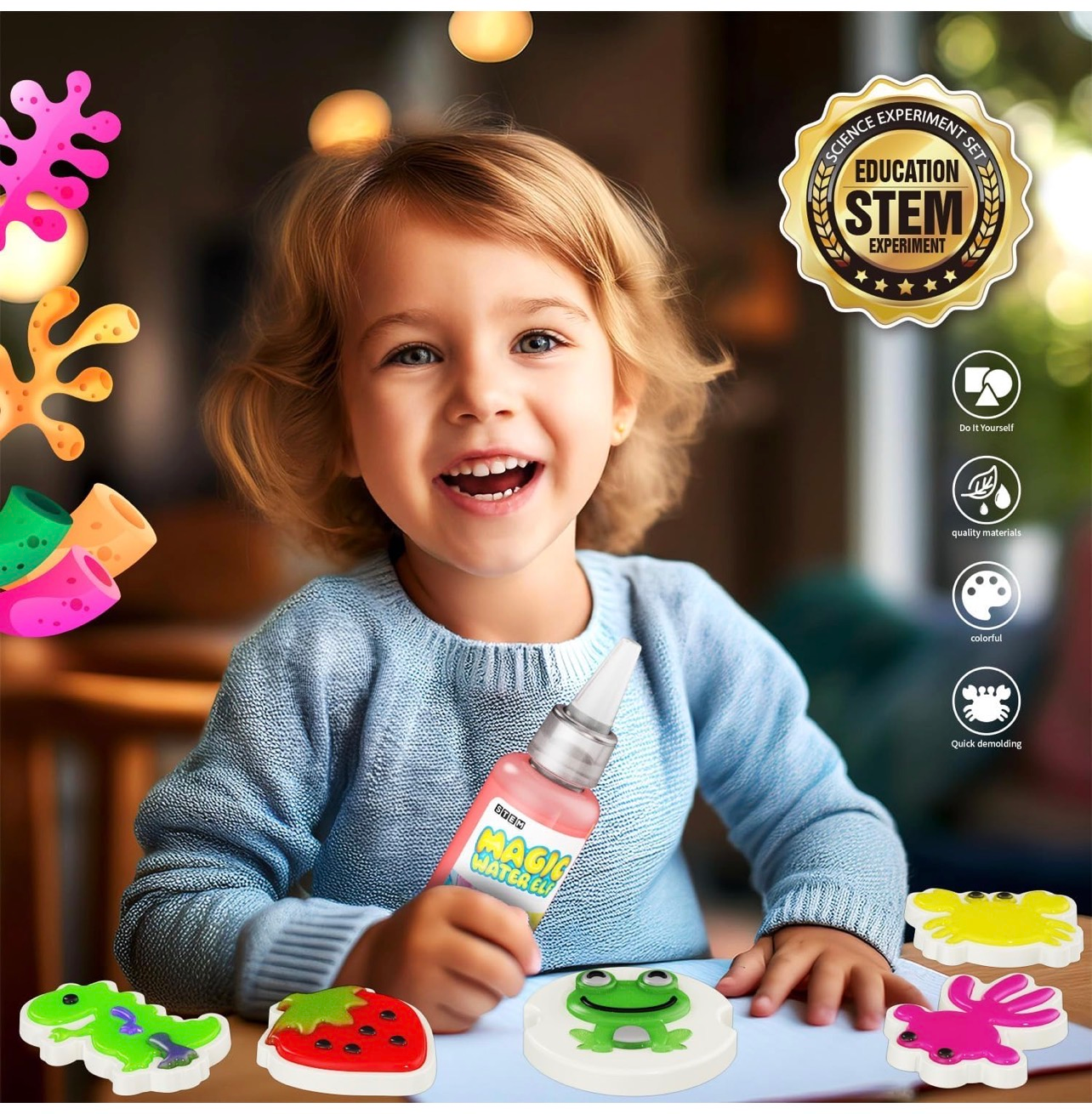 Magic Water elf Kit para hacer Squishy x24 colores y moldes - Imagen 5