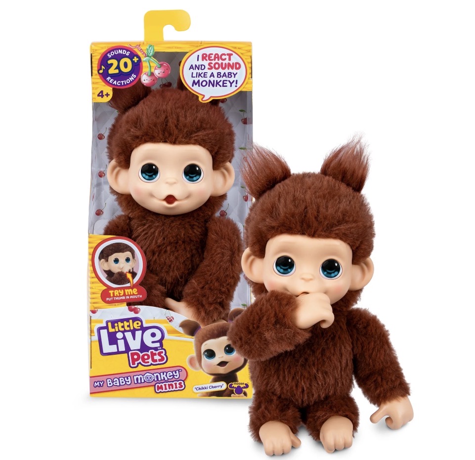 My baby monkey minis Little Live Pet Chiky mono con 20 sonidos y reacciones