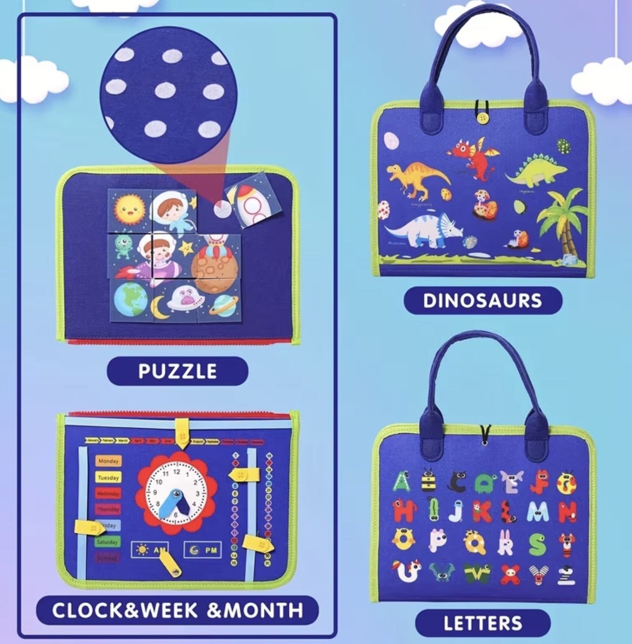 Libro sensorial ocupado Montessori de aprendizaje para bebés - Imagen 3