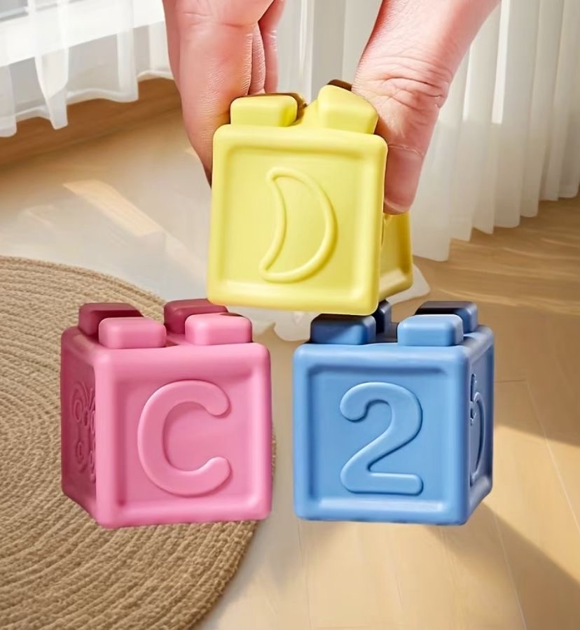 Cubos de silicona para bebés Bloques de construcción x16 - Imagen 3