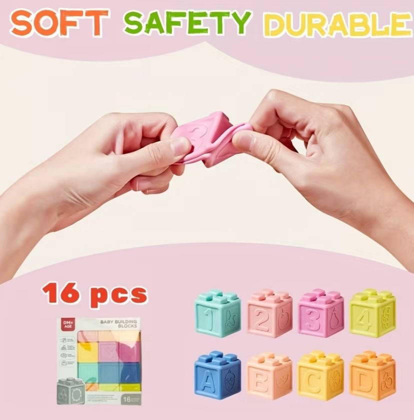 Cubos de silicona para bebés Bloques de construcción x16 - Imagen 5